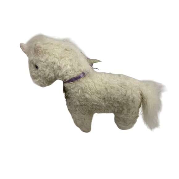 Little Fleury Unicorn Plush Toy With Purple Flower Ribbon 9" - Picture 6 of 6